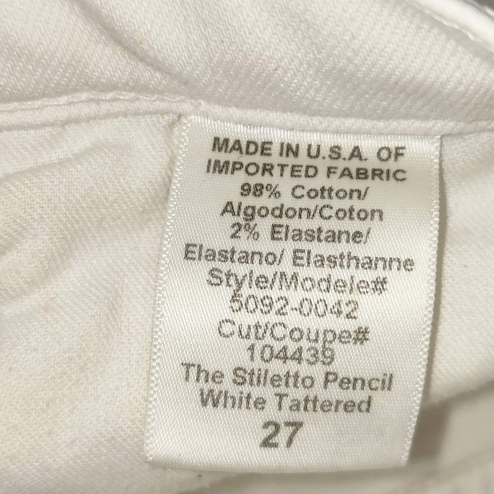 Current Elliot White Distressed Skirt Pencil Size UK 10 Waist 27in The Stiletto - Picture 10 of 11
